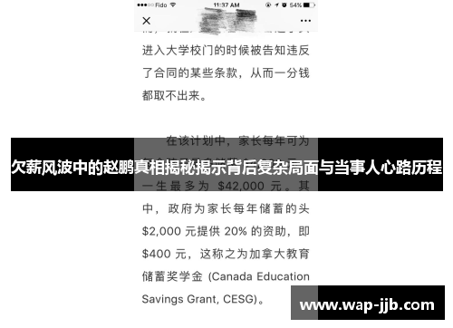 欠薪风波中的赵鹏真相揭秘揭示背后复杂局面与当事人心路历程