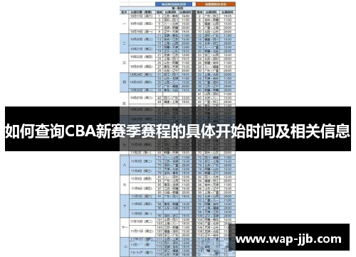 如何查询CBA新赛季赛程的具体开始时间及相关信息